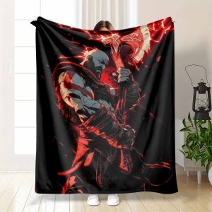 Epic Warrior Flannel Blanket, Nordic Axe Illustration Print, Soft Warm Cozy AntiPilling Lightweight, Perfect for Sofa Lounge Bedroom Office Gaming Room Gift