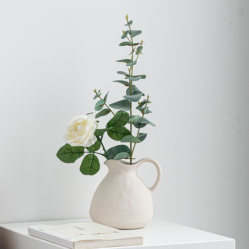 Modern simple vegetarian style retro lifting pot ceramic vase home flower pot decoration